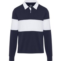Elevate Women's Clyde Cotton Rugby Polo Sweatshirt in Mid Navy | Size: XS