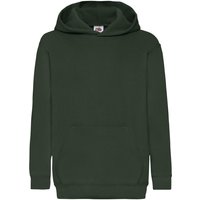 Fruit of the Loom Classic Hooded Sweatshirt in Bottle Green | Size: 7-8 Years