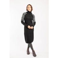 Weird Fish Women's Ezzie Fair Isle Roll Neck Knitted Dress in Black | Size: 14