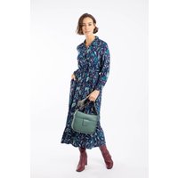 Weird Fish Women's Steffan Printed Maxi Shirt Dress in Blue | Size: 10