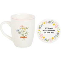 Something Different If Mums Were Flowers Floral Mug & Coaster Set in White