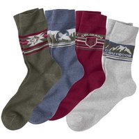 Atlas for Men Men's Text Socks (Pack of 4) in Blue | Size: 5.5-8