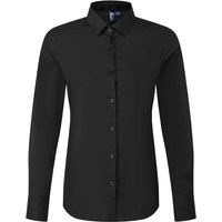 Premier Women's Recyclight Poplin Long-Sleeved Formal Shirt in Black | Size: 3XL