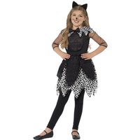Smiffys Girl's Deluxe Cat Costume in Black | Size: 7-9 Years