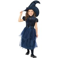 Smiffys Girl's Deluxe Midnight Witch Costume in Blue | Size: 7-9 Years