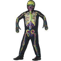Smiffys Skeleton Glow In The Dark Costume Set in Black | Size: 4-6 Years
