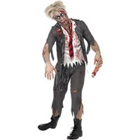 Smiffys Men's High School Horror Zombie School Boy Costume in Black | Size: Large