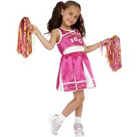 Smiffys Girl's Cheerleader Costume Dress in Pink | Size: 4-6 Years