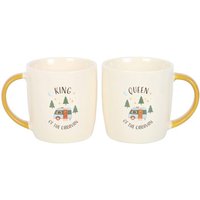 Something Different Camping King & Queen 400ml Mug Pack of 2 in Beige