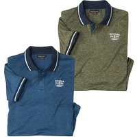Atlas for Men Men's Mottled Polo Shirt Pack of 2 in Navy | Size: Large