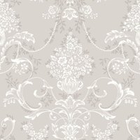 Rasch Amelie Damask Wallpaper in Grey