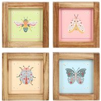 Something Different Floral Bug Framed Wall Art Set (Pack of 4)