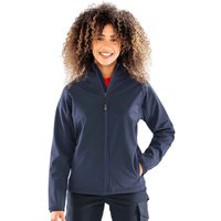 Result Women's Hooded 3 Layer Printable Soft Shell Jacket in Navy | Size: Small