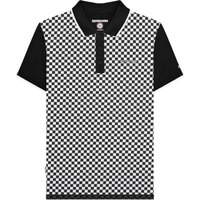 Lambretta Men's Two Tone All-Over Print Polo Shirt in Jet Black | Size: Small