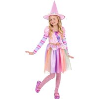 Smiffys Girl's Pastel Rainbow Halloween Witch Costume | Size: 10-12 Years