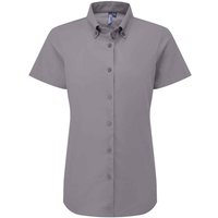 Premier Women's Supreme Oxford Short-Sleeved Formal Shirt in Dark Grey | Size: 2XL