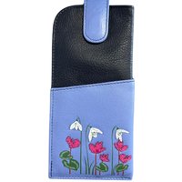 Mala leather Women's Snowdrop Floral Wide Fit Glasses case in Blue