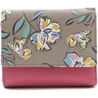 Mala leather Women's Zinnia Flower Leather Floral Tri-Fold Purse in Pink