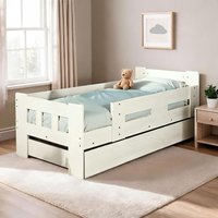 Single Pull Out Trundle Guest Bed Compact Design Wooden Frame