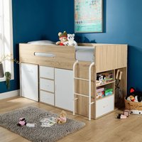 Single Cabin Loft Bed Integrated Storage Hidden Desk Wooden