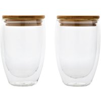XD Design Double Wall 350ml Bamboo Glass Pack of 2 in Clear