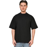 Casual Classics Men's Interlock Combed Ringspun Cotton Extended Neckline Oversized T-Shirt in Black | Size: Large