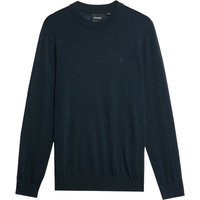 & Tonal Eagle Merino Wool Crew Neck Jumper Dark