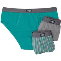 Atlas for Men Men's Stripe Cotton Briefs (Pack of 3) in Turquoise | Size: 2XL