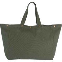Kimood Women's Washed Cotton Shopper Bag in Dark Green