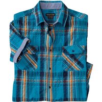 Atlas for Men Men's Checked Waffle Shirt in Bright Blue | Size: Large