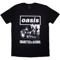 Oasis Music Men's Cigarettes & Alcohol Illustration T-Shirt in Black | Size: Large