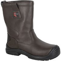 Grafters Men's Action Leather Safety Extra Wide Rigger Boots in Brown | Size: 12