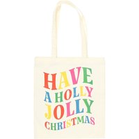 Something Different Women's Have A Holly Jolly Christmas Polyester Tote Bag in White