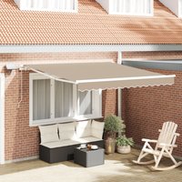 Berkfield Home Manual Retractable Awning with LED Beige 300x250 cm