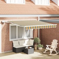 Berkfield Home Manual Retractable Awning with LED Green & Yellow 300x250 cm