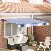 Berkfield Home Retractable Awning Manual Blue & White 350x250 cm