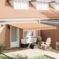 Berkfield Home Manual Retractable Awning with LED Yellow & Orange 400x300 cm