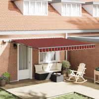 Berkfield Home Manual Retractable Awning with LED in Orange & Brown 400x350 cm