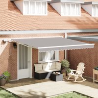 Berkfield Home Manual Retractable Awning with LED Light Grey 400x350 cm