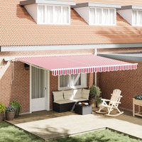 Berkfield Home Manual Retractable Awning with LED Red & White Stripe 450x300 cm