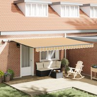 Berkfield Home Manual Retractable Awning with LED Multicolour Stripe 450x300 cm in Yellow