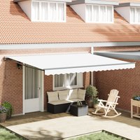Berkfield Home Retractable Awning Manual White 450x300 cm Polyester & Metal