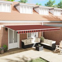 Berkfield Home Manual Retractable Awning Orange & Brown 500x300 cm in Red