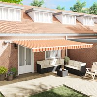 Berkfield Home Manual Retractable Awning with LED Yellow & Orange 500x300 cm