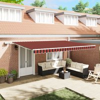 Berkfield Home Manual Retractable Awning with LED in Orange & Brown, 500x350 cm