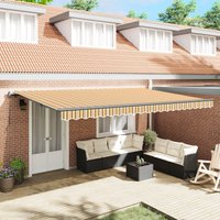 Berkfield Home Manual Retractable Awning Multicolour Stripe 500x350 cm in Yellow