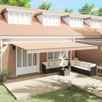 Berkfield Home Manual Retractable Awning with LED Multicolour Stripe 600x300 cm in Orange