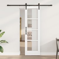 Sliding Door Hardware Set ORKDALWhite Solid Wood & Glass