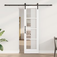 Berkfield Home Sliding Door with Hardware Set "ORKDAL" White Solid Wood & Glass