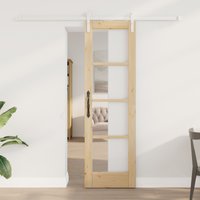 Berkfield Home Sliding Door with Hardware Set "ORKDAL" Solid Wood & Glass